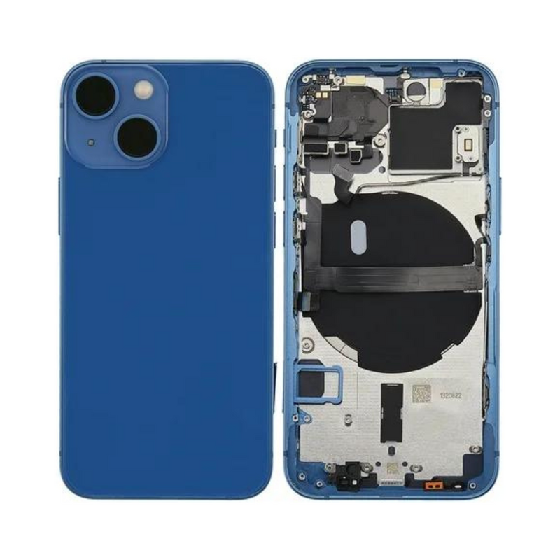 OEM Pulled iPhone 13 Mini Housing (A-/B+ Grade) with Small Parts Installed - Blue (with logo)