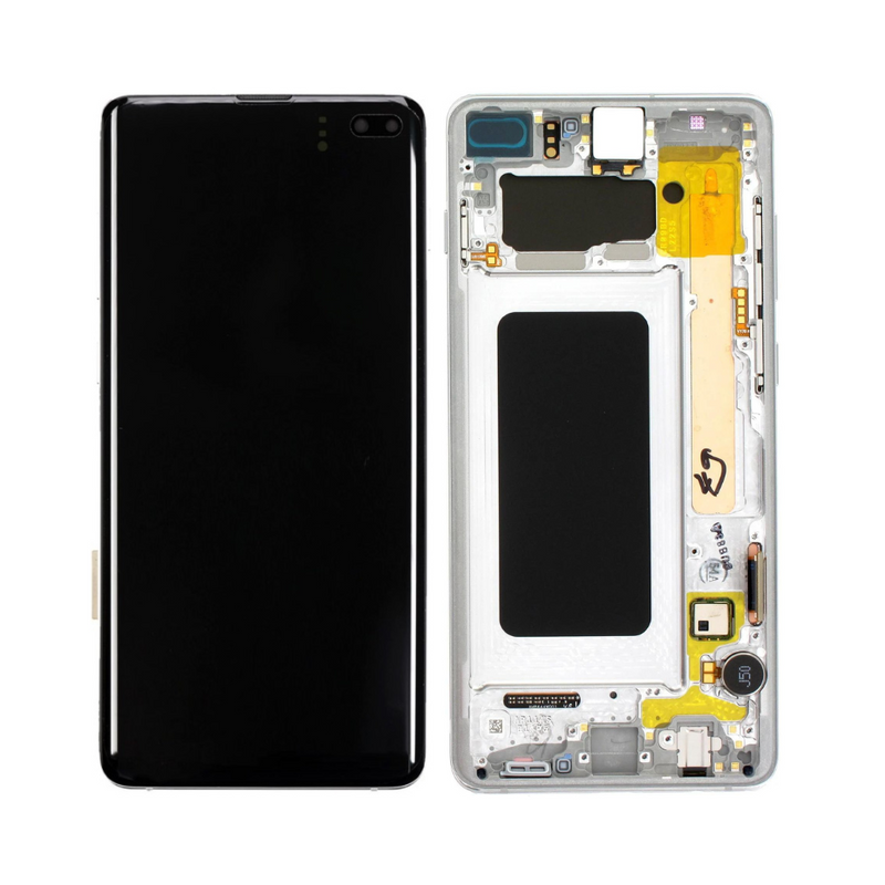 Samsung Galaxy S10 Plus - Original Pulled LCD Assembly with frame (Grade B) - Prism White