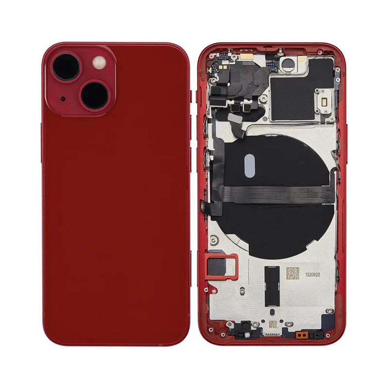 OEM Pulled iPhone 13 Mini Housing (A-/B+ Grade) with Small Parts Installed - Red (with logo)