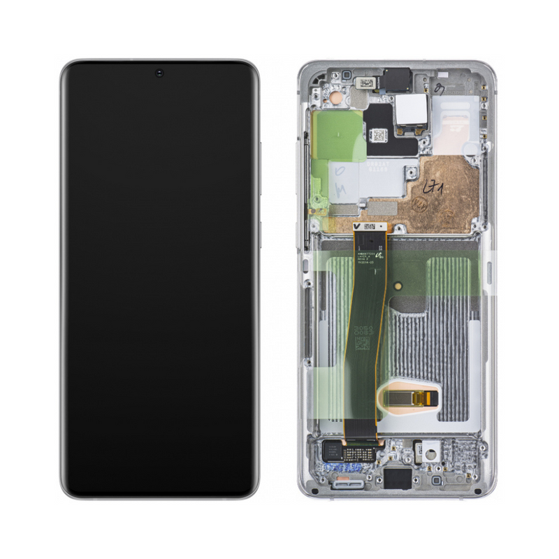 Samsung Galaxy S20 Ultra 5G OLED Assembly with Frame - Cloud White (Aftermarket +)