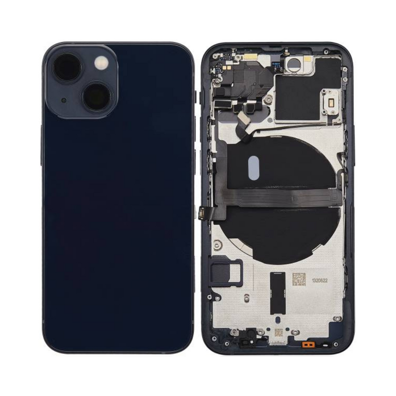 OEM Pulled iPhone 13 Housing (A-/B+ Grade) with Small Parts Installed - Midnight (with logo)