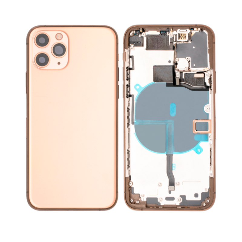 OEM Pulled iPhone 11 Pro Max Housing (A-/B+ Grade) with Small Parts Installed - Gold (with logo)