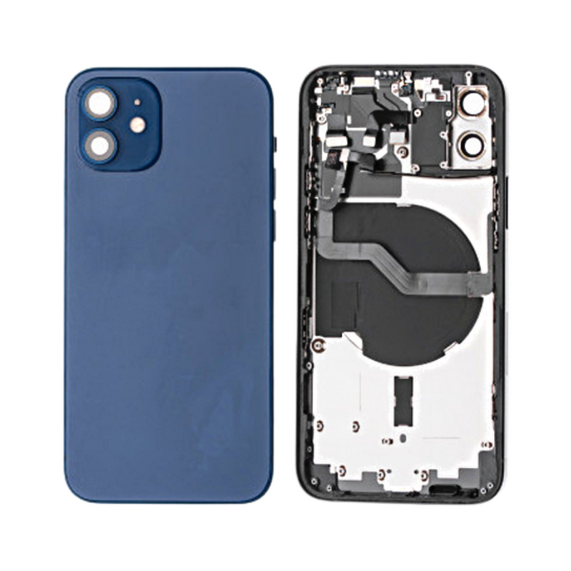 OEM Pulled iPhone 12 Housing (A-/B+ Grade) with Small Parts Installed - Blue (with logo)