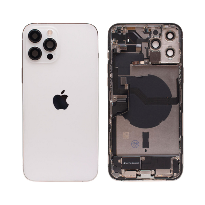 OEM Pulled iPhone 12 Pro Max Housing (A Grade) with Small Parts Installed - Silver (with logo)