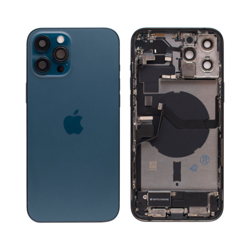 OEM Pulled iPhone 12 Pro Housing (A-/B+ Grade) with Small Parts Installed - Pacific Blue (with logo)