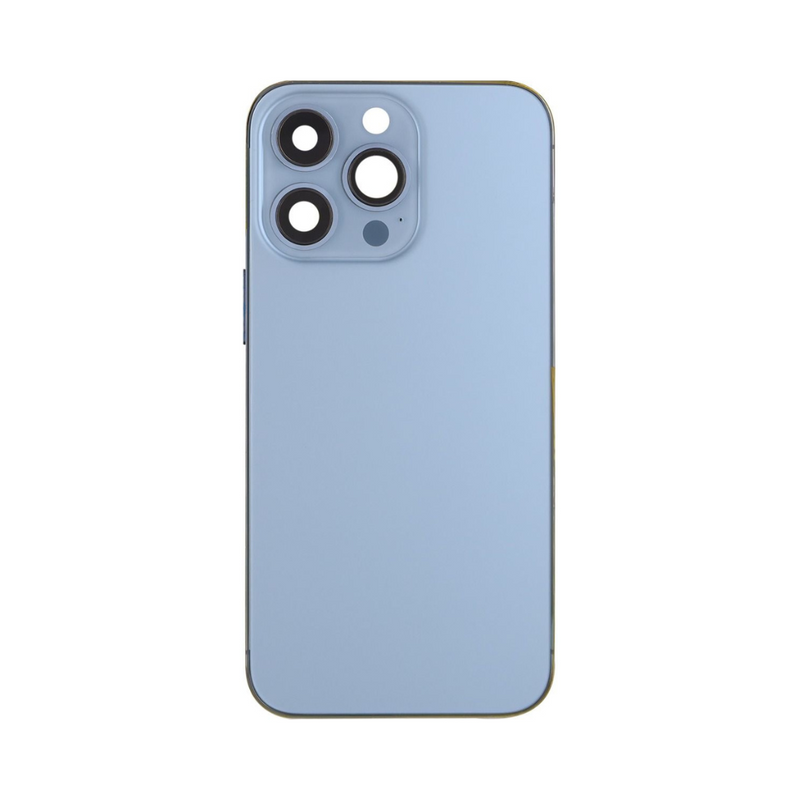 OEM Pulled iPhone 13 Pro Housing (A-/B+ Grade) with Small Parts Installed - Sierra Blue (with logo)