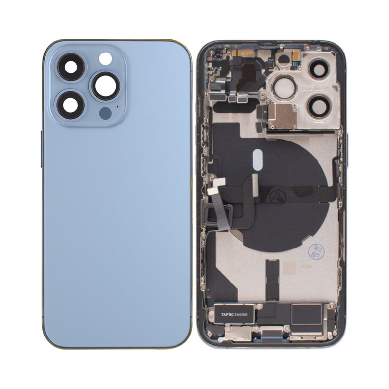 OEM Pulled iPhone 13 Pro Max Housing (A-/B+ Grade) with Small Parts Installed - Sierra Blue (with logo)