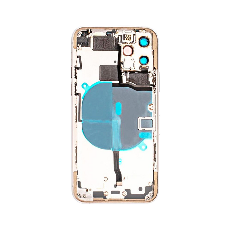 OEM Pulled iPhone 11 Pro Max Housing (A-/B+ Grade) with Small Parts Installed - Silver (with logo)