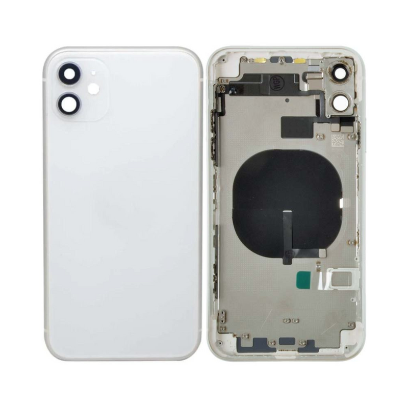 OEM Pulled iPhone 11 Housing (A-/B+ Grade) with Small Parts Installed - White (with logo)