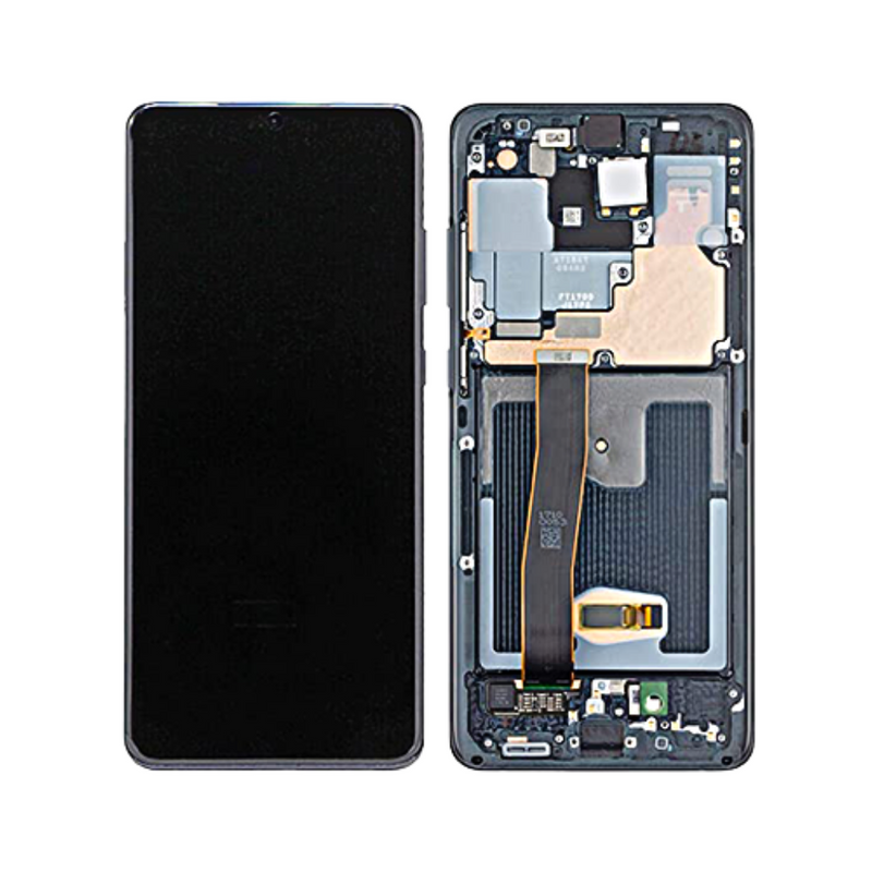 Samsung Galaxy S20 Ultra 5G OLED Assembly with Frame - Cosmic Black (Aftermarket +)