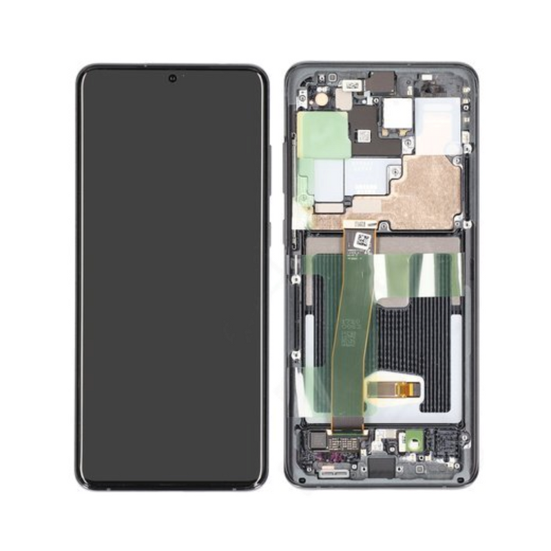 Samsung Galaxy S20 Ultra 5G OLED Assembly with Frame - Cosmic Grey (Aftermarket +)