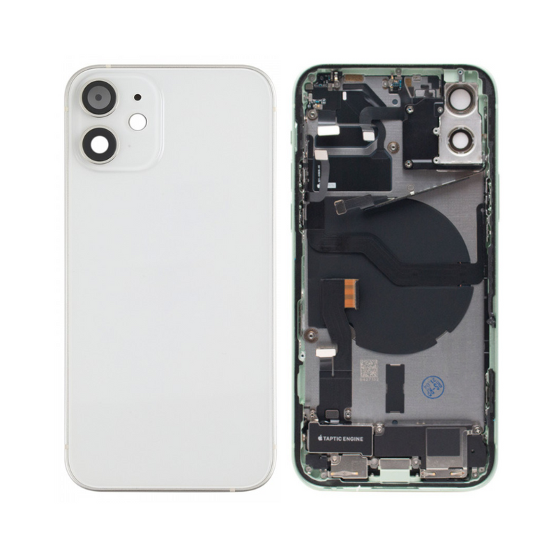 OEM Pulled iPhone 12 Housing (A-/B+ Grade) with Small Parts Installed - White (with logo)