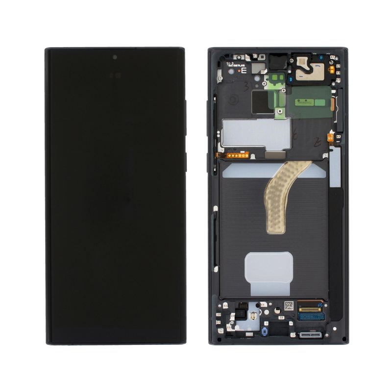 Samsung Galaxy S22 Ultra - Original Pulled OLED Assembly with frame (A Grade) - Phantom Black